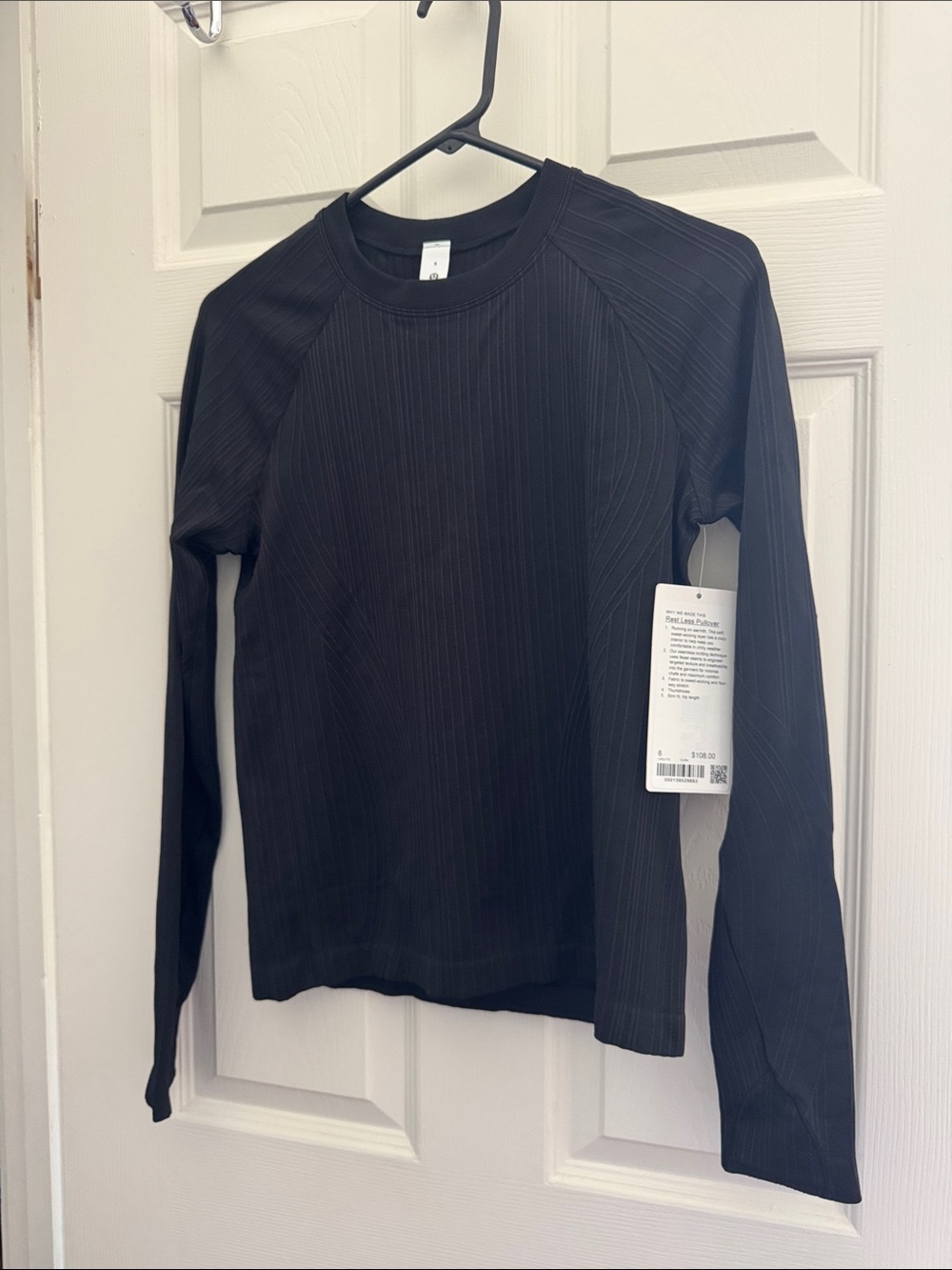 lululemon athletica Black Long Sleeve Ribbed Tee
